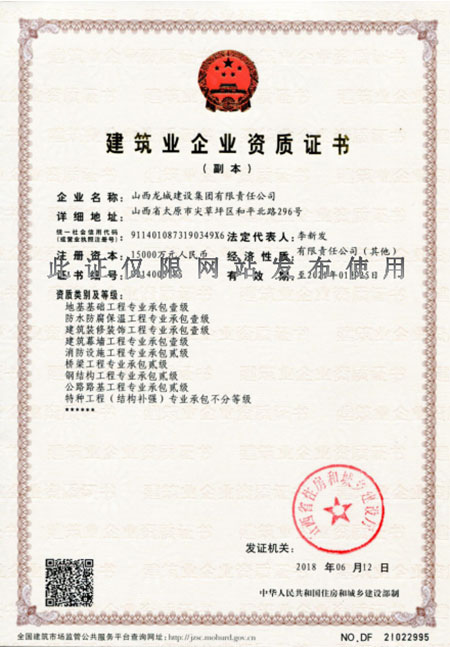 集團(tuán)資質(zhì)